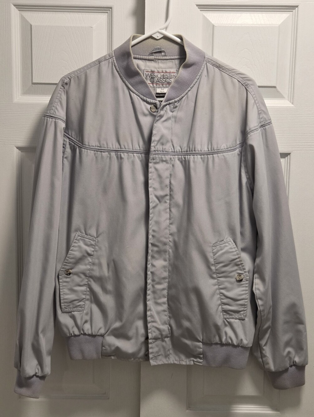 Vintage Westchester Classic Men’s Light Gray Bomber Jacket 80s 90s Size 44 Reg.
